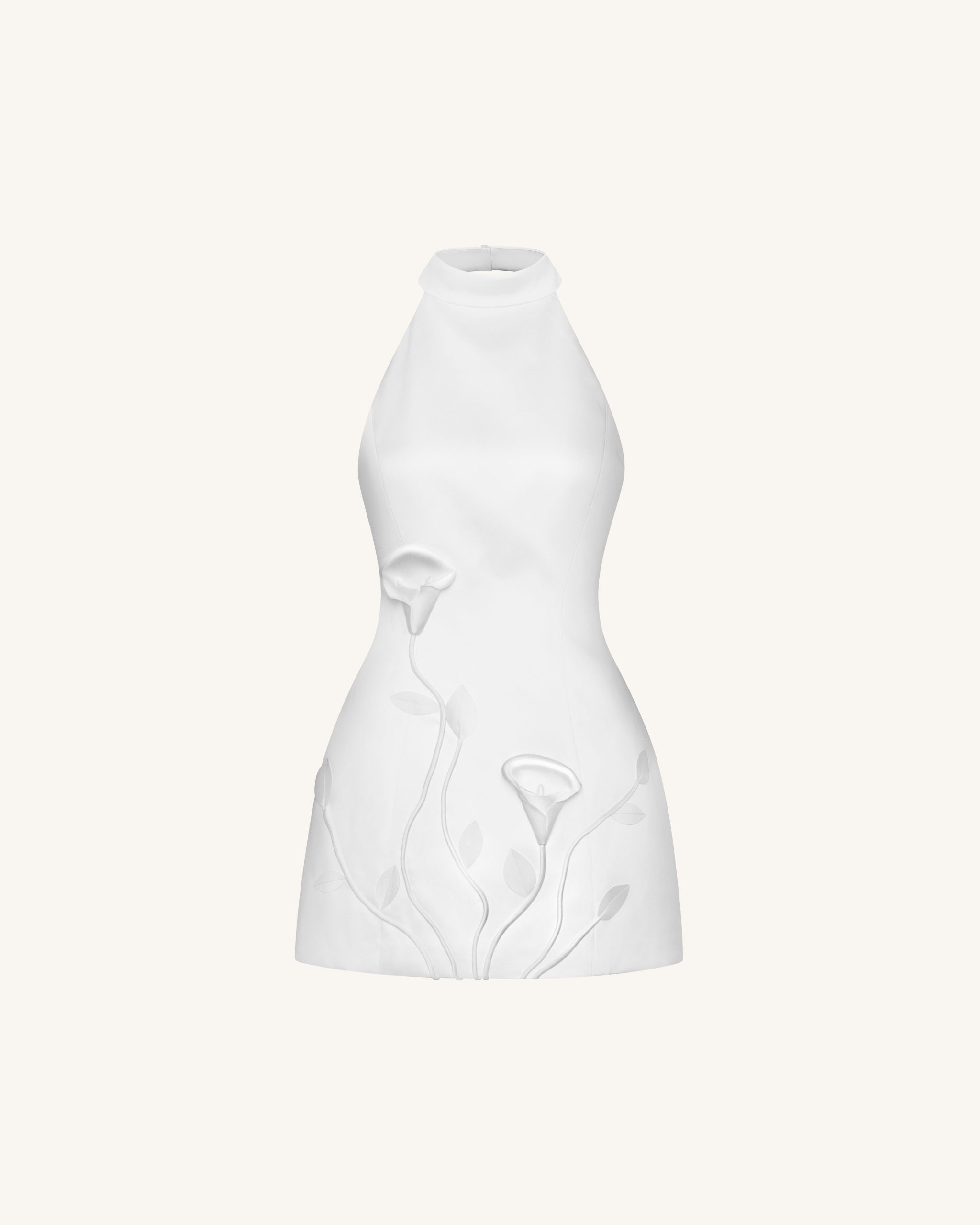 3D 花卉掛頸迷你連身裙 - Image 3